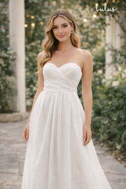 Lulus All This Love White Dotted Mesh Strapless Sweetheart Midi Dress Size L